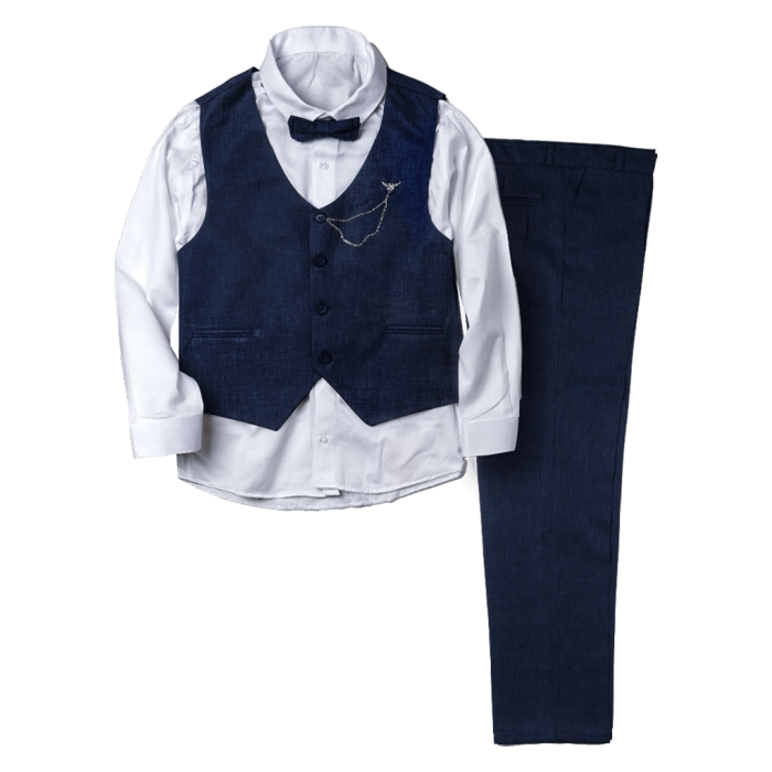 Παιδικό κοστούμι με γιλέκο για αγόρια Mayaguez μπλε navy καλοκαιρινά κοστούμια για γάμους & βαφτίσεις ετών