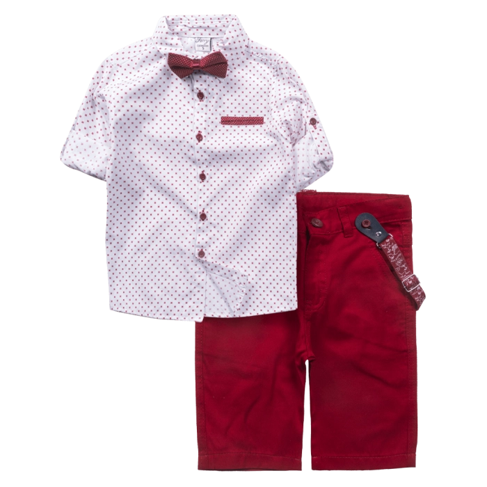 Παιδικό σετ με πουκάμισο για αγόρια Mojo summer κόκκινο γάμος βάφτιση καλοκαιρινό καλό επίσημο ετών online
