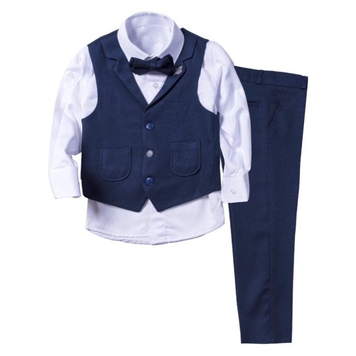 Παιδικό κοστούμι με γιλέκο για αγόρια Maple Leaf μπλέ καλοκαιρινά κοστούμια zara 1 έτους 2 ετών
