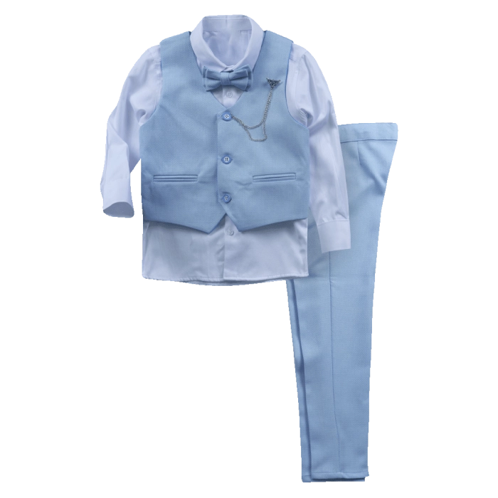 Παιδικό κοστούμι με γιλέκο για αγόρια mayaguez γαλάζιο σετ κοστούμια σετ αμπιγέ θαλασσί σιέλ γάμους βαφτίσεις