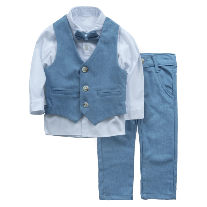 Βρεφικό κοστούμι με γιλέκο για αγόρια Απόλλωνας γαλάζιο για βάφτιση μηνών κοστούμια σετ αμπιγέ καλοκαιρινά online