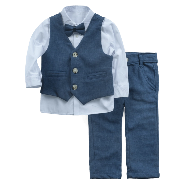 Βρεφικό κοστούμι με γιλέκο για αγόρια Απόλλωνας μπλε ραφ για βάφτιση μηνών κοστούμια σετ αμπιγέ καλοκαιρινά online
