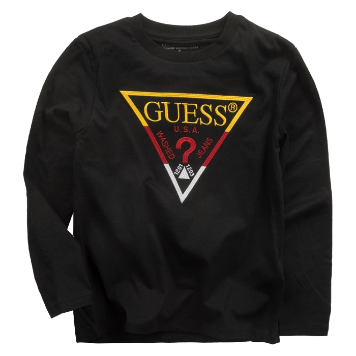 Παιδική μπλούζα GUESS για αγόρια Comp μαύρο καθημερινό ανοιξίατικο φθινοπωρινό σχολείο βόλτα επώνυμο ετών online (1)