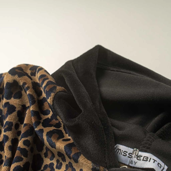 Παιδικό σετ φόρμας Εβίτα για κορίτσια Leopard Fashion μαύρο βελούδινο σχολείο καθημερινό ζεστό χειμωνιάτικο ετών online (11)