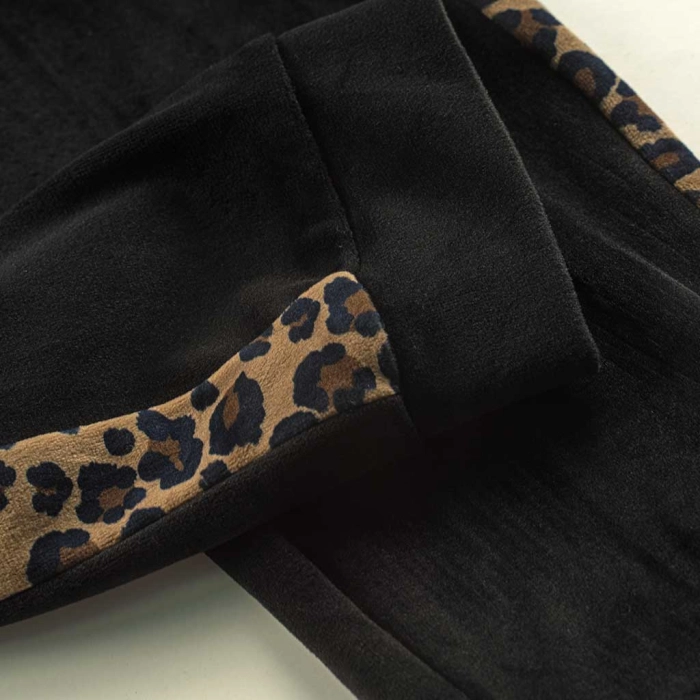 Παιδικό σετ φόρμας Εβίτα για κορίτσια Leopard Fashion μαύρο βελούδινο σχολείο καθημερινό ζεστό χειμωνιάτικο ετών online (12)