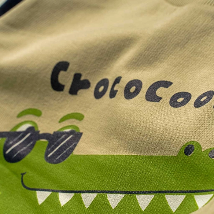 Βρεφικό σετ φόρμας New College για αγόρια Croco cool μπεζ καθημερινό άνετο ζεστό χειμωνιάτικο online μηνών κροκόδειλος (2)